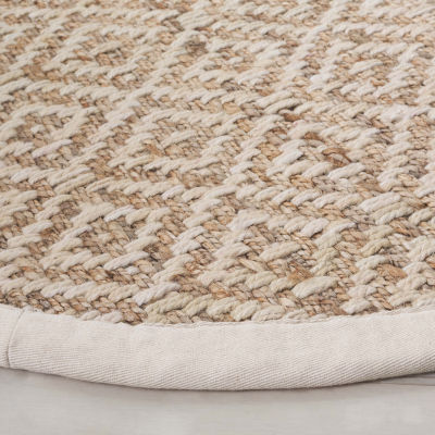 Martha Stewart Nell Bordered Woven Washable 6' X 6' Indoor Round Area Rug