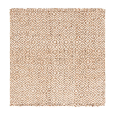 Martha Stewart Nell Bordered Woven Washable 6' X 6' Indoor Square Area Rug