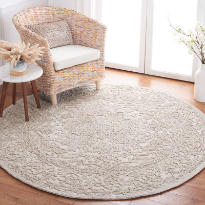 Martha Stewart Zion Bordered Washable 6' X 6' Indoor Round Area Rug