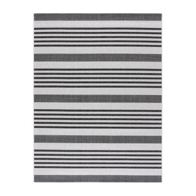 Martha Stewart Ripley Stripe Washable 6'7" X 9' Indoor Rectangular Area Rug"