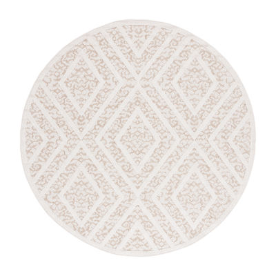 Martha Stewart Iris Geometric Washable 6'7" X 6'7" Outdoor Round Area Rug