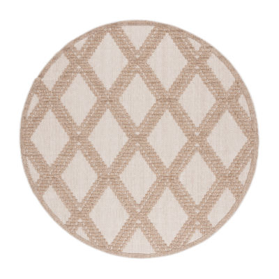 Martha Stewart Lora Geometric Washable 6'7" X Outdoor Round Area Rug