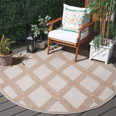 Martha Stewart Lora Geometric Washable 6'7" X Outdoor Round Area Rug