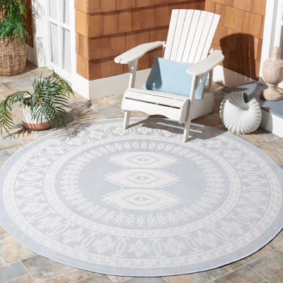 Martha Stewart Meera Medallion Washable 6'7" X 6'7" Outdoor Round Area Rug