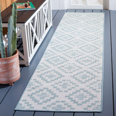 Martha Stewart Robin Geometric Washable 26" X 108" Outdoor Rectangular Runner