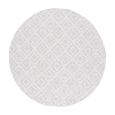 Martha Stewart Robin Geometric Washable 6'7" X 6'7" Outdoor Round Area Rug"