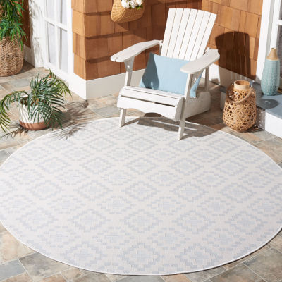 Martha Stewart Robin Geometric Washable 6'7" X 6'7" Outdoor Round Area Rug"