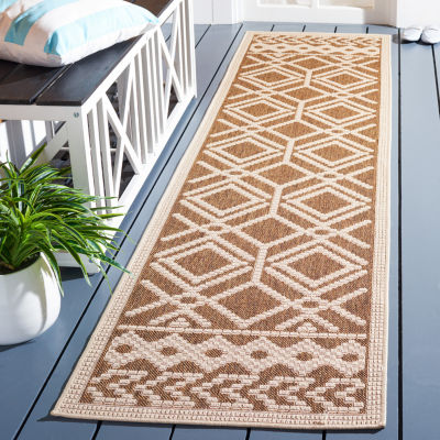 Martha Stewart Ava Bordered Washable 26" X 108" Outdoor Rectangular Runner