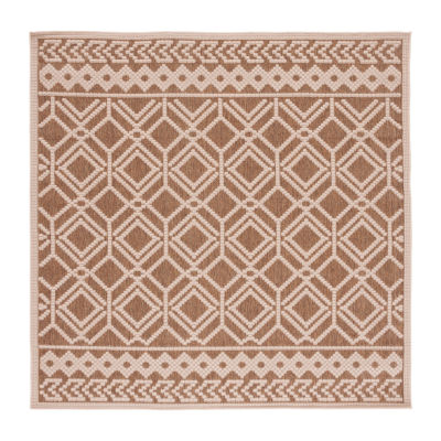 Martha Stewart Ava Bordered Washable 6'7" X Outdoor Square Area Rug