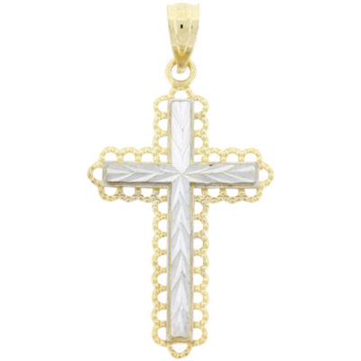 14K Gold Two-Tone Cross Pendant