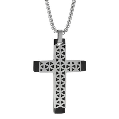 Mens Sterling Silver Cross Pendant Necklace