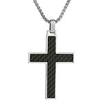 Mens Sterling Silver Cross Pendant Necklace