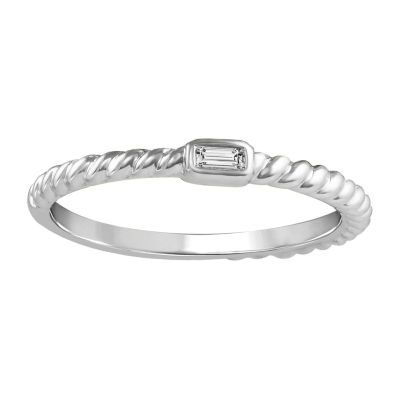 Diamond Accent Genuine White Diamond 10K White Gold Wedding Band