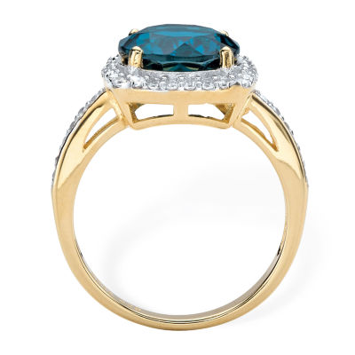 Womens Genuine Topaz 14K Gold Over Silver Cocktail Ring