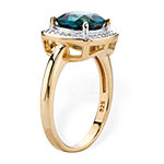 Womens Diamond Accent Genuine Blue Topaz 14K Gold Over Silver Cocktail Ring