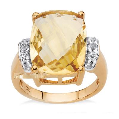 Womens Genuine Yellow Citrine 14K Gold Over Silver Cocktail Ring, Color ...