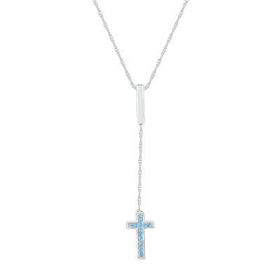 Womens Blue Topaz Sterling Silver 18 Inch Y Necklace