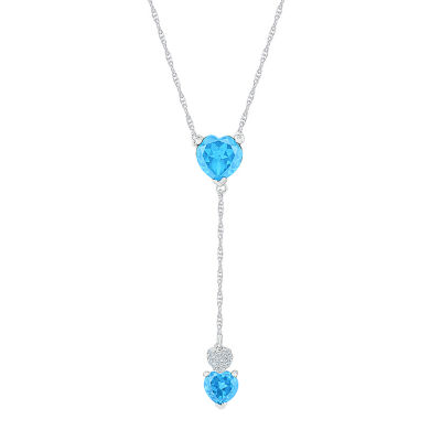 Womens Blue Topaz Sterling Silver 18 Inch Y Necklace