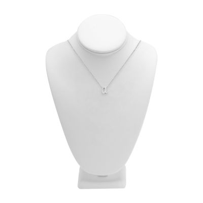 Itsy Bitsy Initial Womens Sterling Silver 17 Inch Pendant Necklace