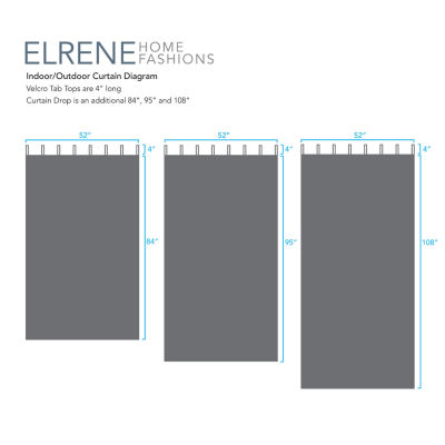 Darien Solid Indoor/Outdoor Sheer Velcro Tab Top Window Curtain