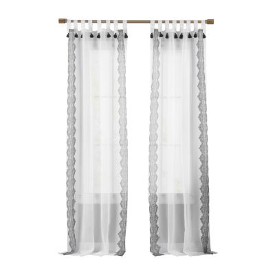 Elrene Home Fashions Shilo Tab Top Sheer Single Curtain Panels