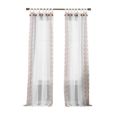 Elrene Home Fashions Shilo Tab Top Sheer Single Curtain Panel
