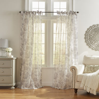 Elrene Home Fashions Westport Tie Top Sheer Single Curtain Panel