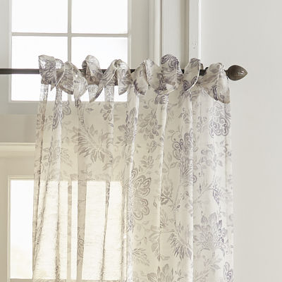 Elrene Home Fashions Westport Tie Top Sheer Single Curtain Panel