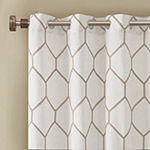 Madison Park Asher Metallic Embroidered Light-Filtering Grommet Top Single Curtain Panel