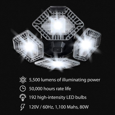 Bell + Howell Quadburst 5500 Lumens 4 Multi-Directional High Intensity Lighting Panels for Indoor and Outdoor, Shop, Ceiling, and Garage Lighting