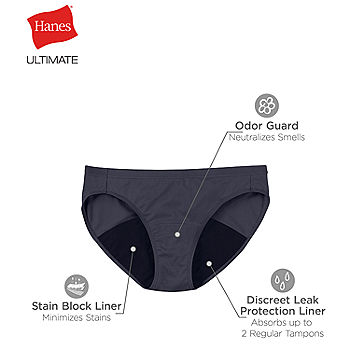 Hanes Women's Brief 3-Pack Fresh & Dry Leak Protection Liner