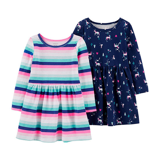 Carter's Toddler Girls 2-pc. Long Sleeve Fitted Sleeve A-Line Dress