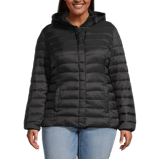 St. John's Bay Adaptive Water Resistant Midweight Puffer Jacket Plus