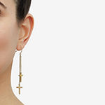 Religious Jewelry 10K Gold Cross Drop Earrings