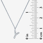 Diamond Addiction Intial "Y" Womens Diamond Accent Lab Grown White Diamond Sterling Silver Pendant Necklace