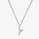 Diamond Addiction Intial "Y" Womens Diamond Accent Lab Grown White Diamond Sterling Silver Pendant Necklace