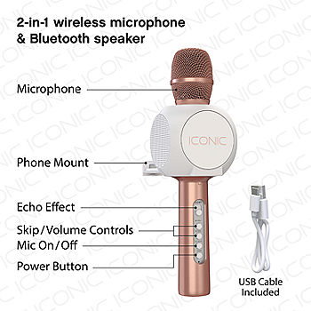 Iconic Bluetooth Karaoke Microphone, Rechargeable Microphone and Speaker  with Smartphone Holder 8762JCP - JCPenney