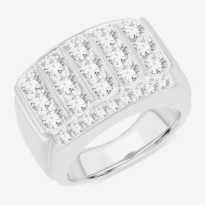 Mens (G-H / Si1-Si2) 3 CT. T.W. Lab Grown White Diamond 10K Gold Fashion Ring