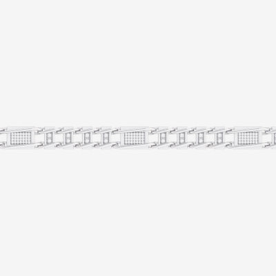 1 CT. T.W. Mined White Diamond 10K Gold 8 1/2 Inch Solid Link Bracelet