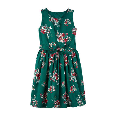 Carter's Little & Big Girls Sleeveless Drop Waist Dress, Color: Green ...
