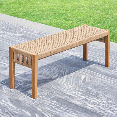 Azan Rattan Wood Patio Bench