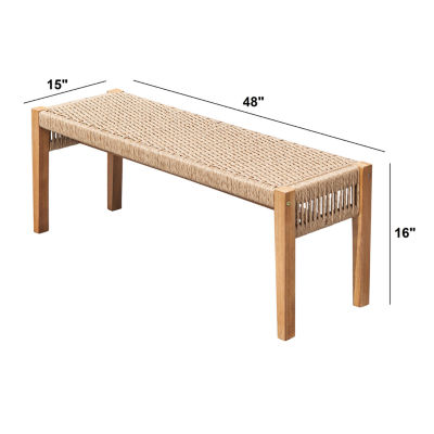 Azan Rattan Wood Patio Bench