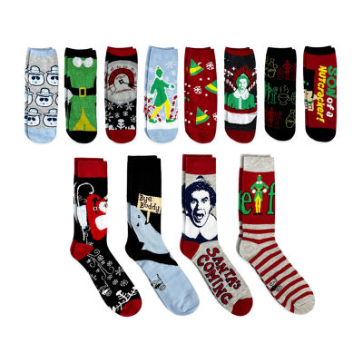 Warner Bros Elf Advent Calendar 12 Pair Crew Socks Mens
