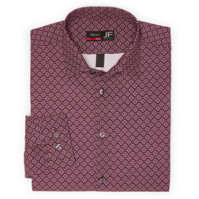 J. Ferrar 360 Stretch Performance Medallion Print Mens Slim Fit Fabric Long Sleeve Dress Shirt