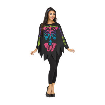 Womens Poncho Skeleton Costume