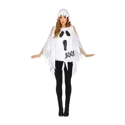 Womens Ghost Print Poncho Costume