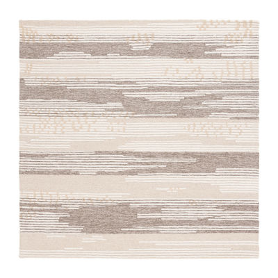 Martha Stewart Lizzie Stripe Hand Tufted Washable 6' X 6' Indoor Square Area Rug