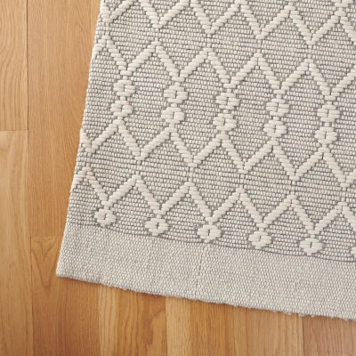 Martha Stewart Aria Bordered Loomed Washable Indoor Rectangular Area Rug