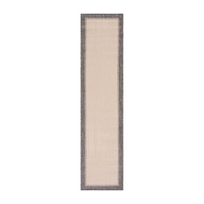 Martha Stewart Zia Bordered Washable 26" X 108" Outdoor Rectangular Runner