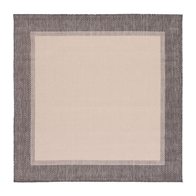 Martha Stewart Zia Bordered Washable 6'7" X 6'7" Outdoor Square Area Rug